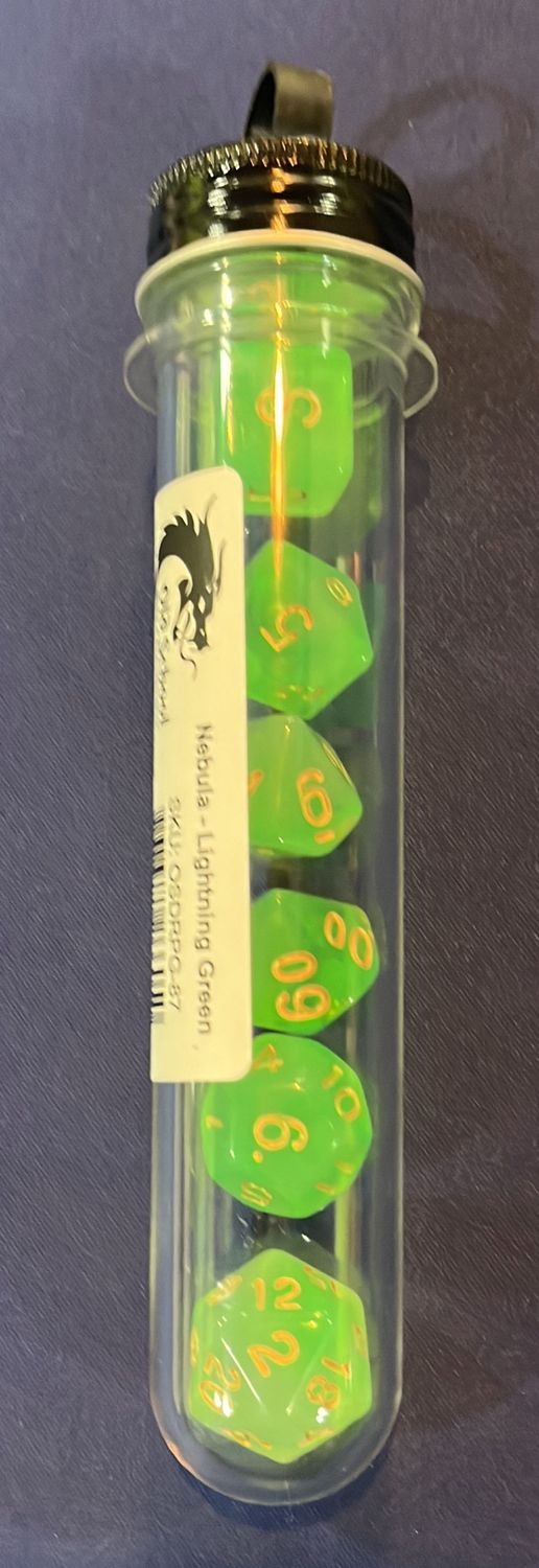 Old School Dice Nebula: Lightning Green