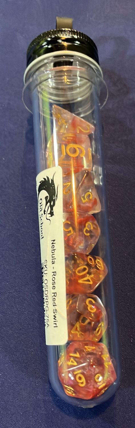 Old School Dice Nebula - Rose Red Swirl