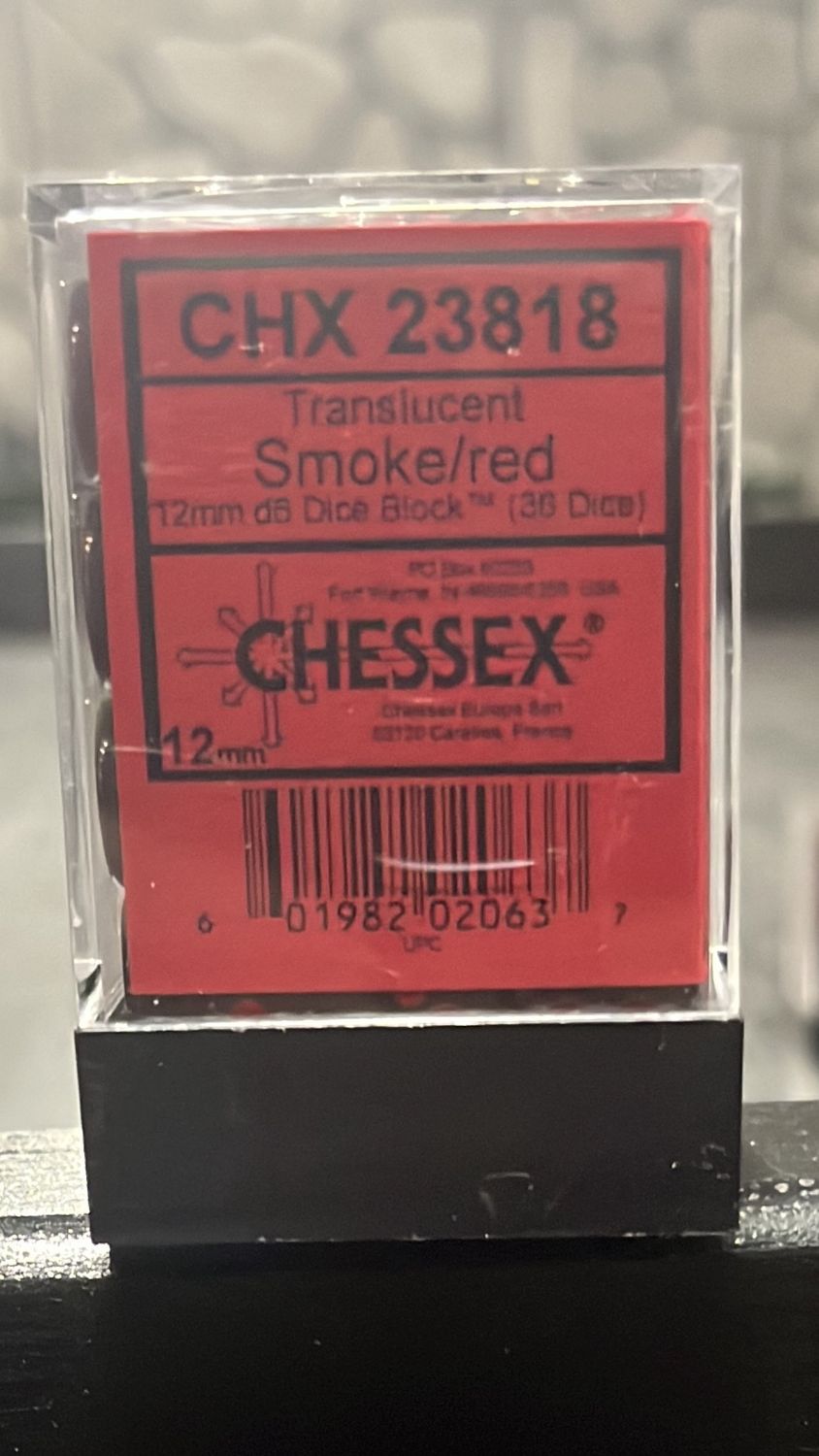 Translucent Smoke/Red D6 Dice Block