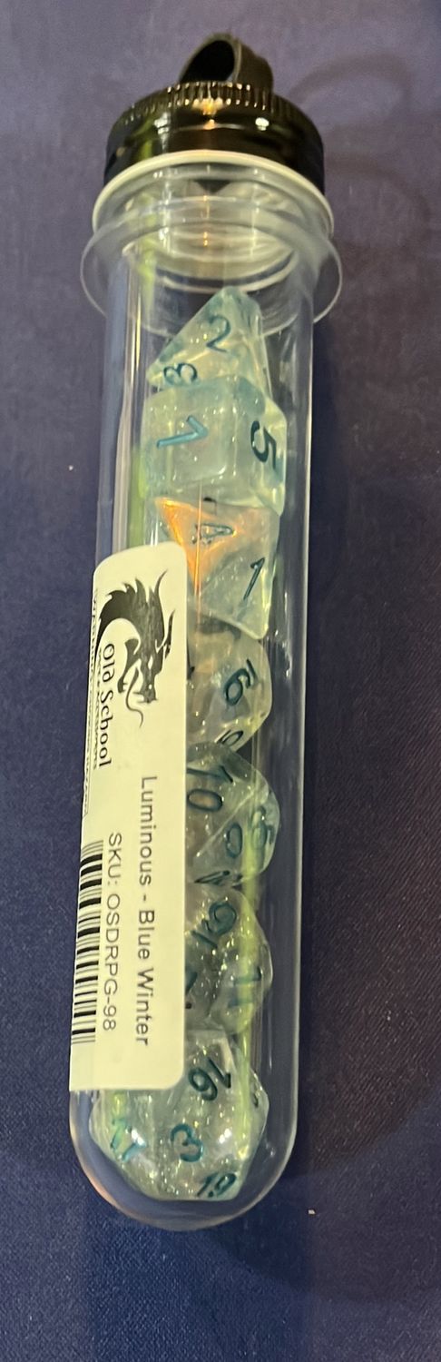 Old School Dice Luminous - Blue Winter