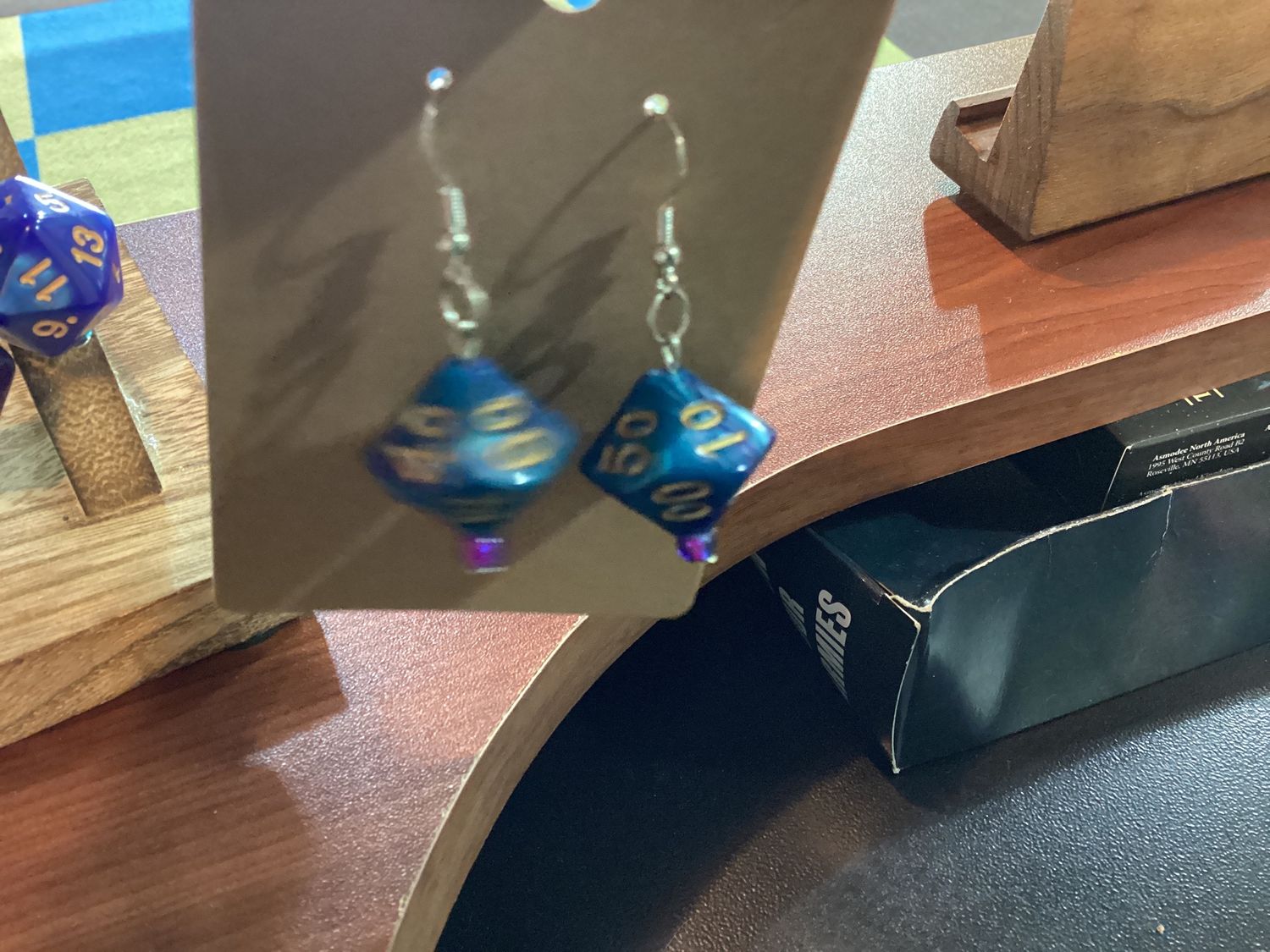 Blue Purple Dice Earrings
