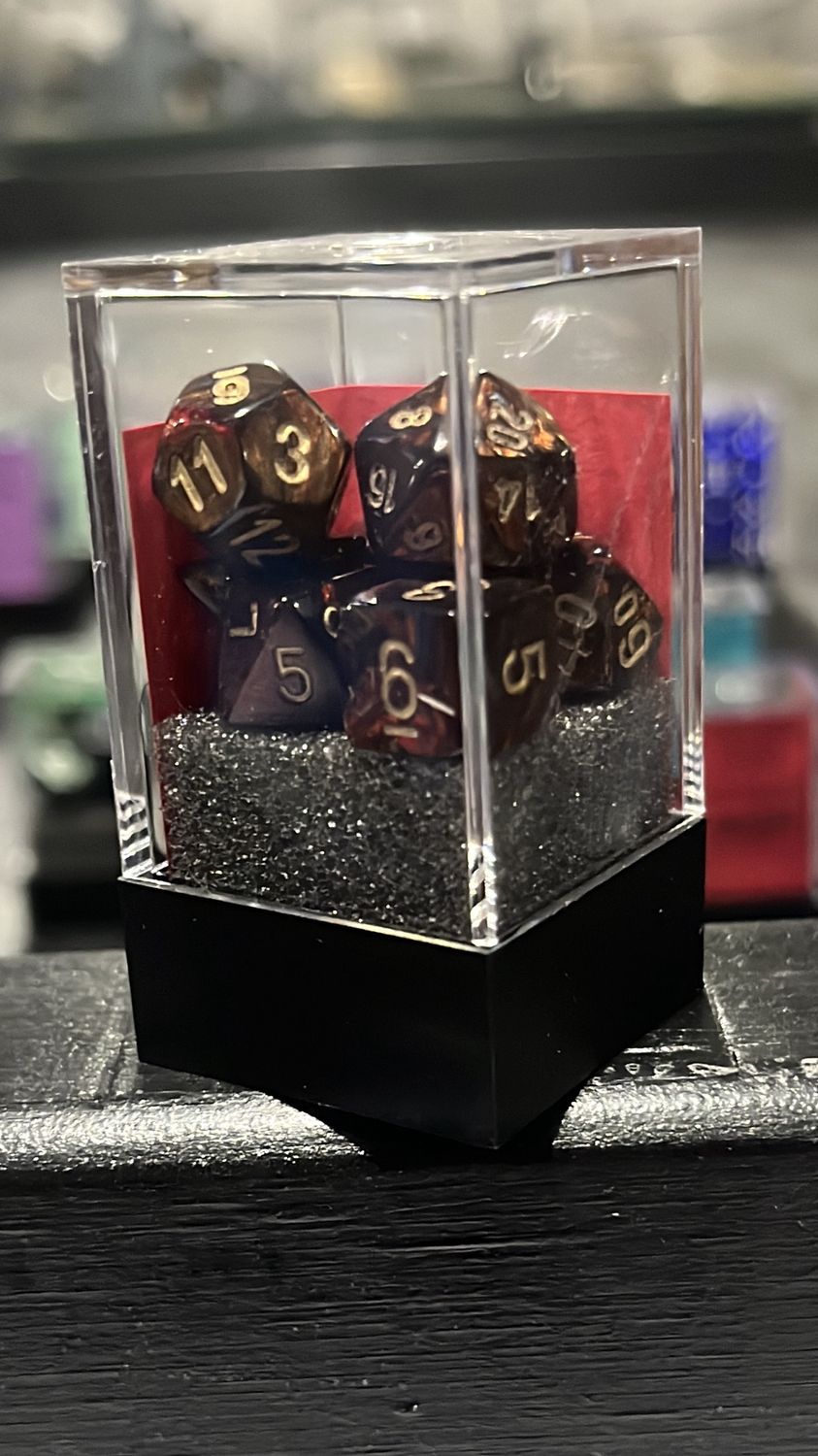 Mini Scarab Blue Blood/Gold Dice Set