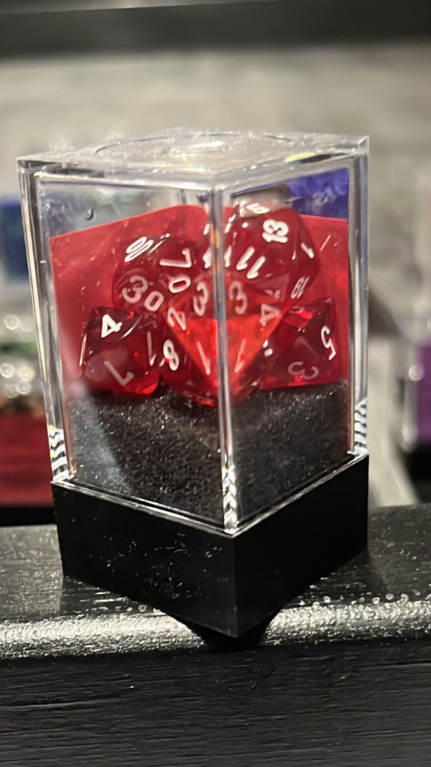 Mini Translucent Red/White Dice Set