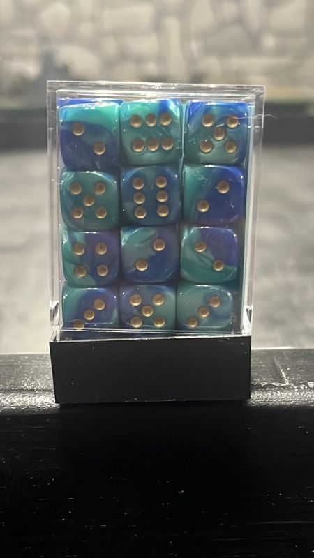 Gemini Blue Teal/Gold D6 Dice Block
