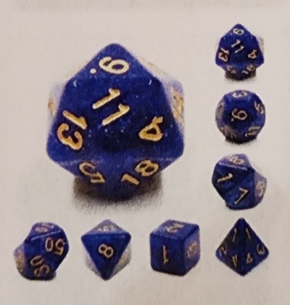 BLACK AND BLUE GALAXY RPG DICE