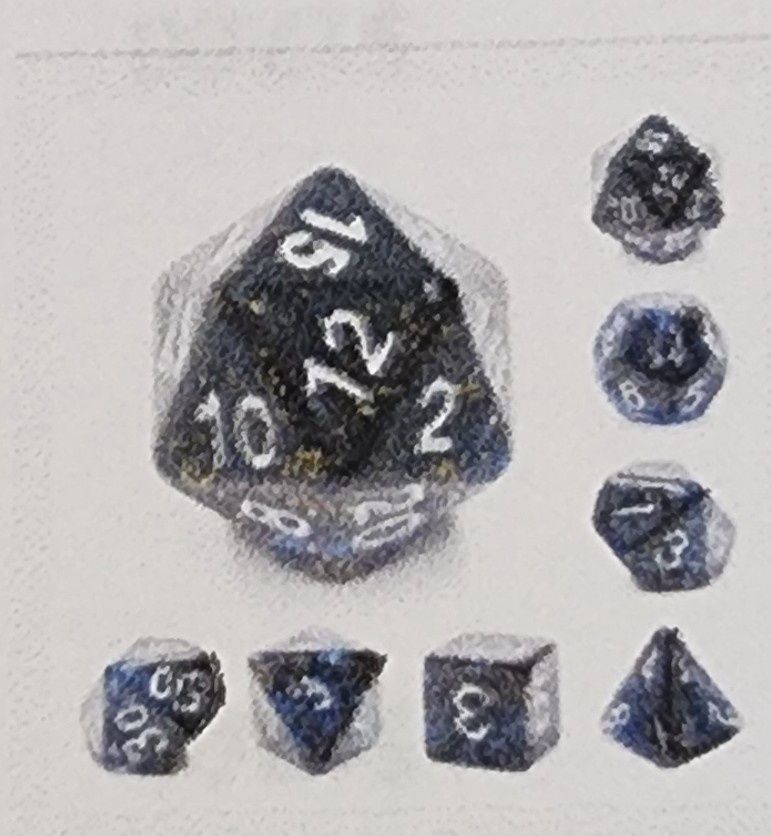 Clear night sky rpg dice set