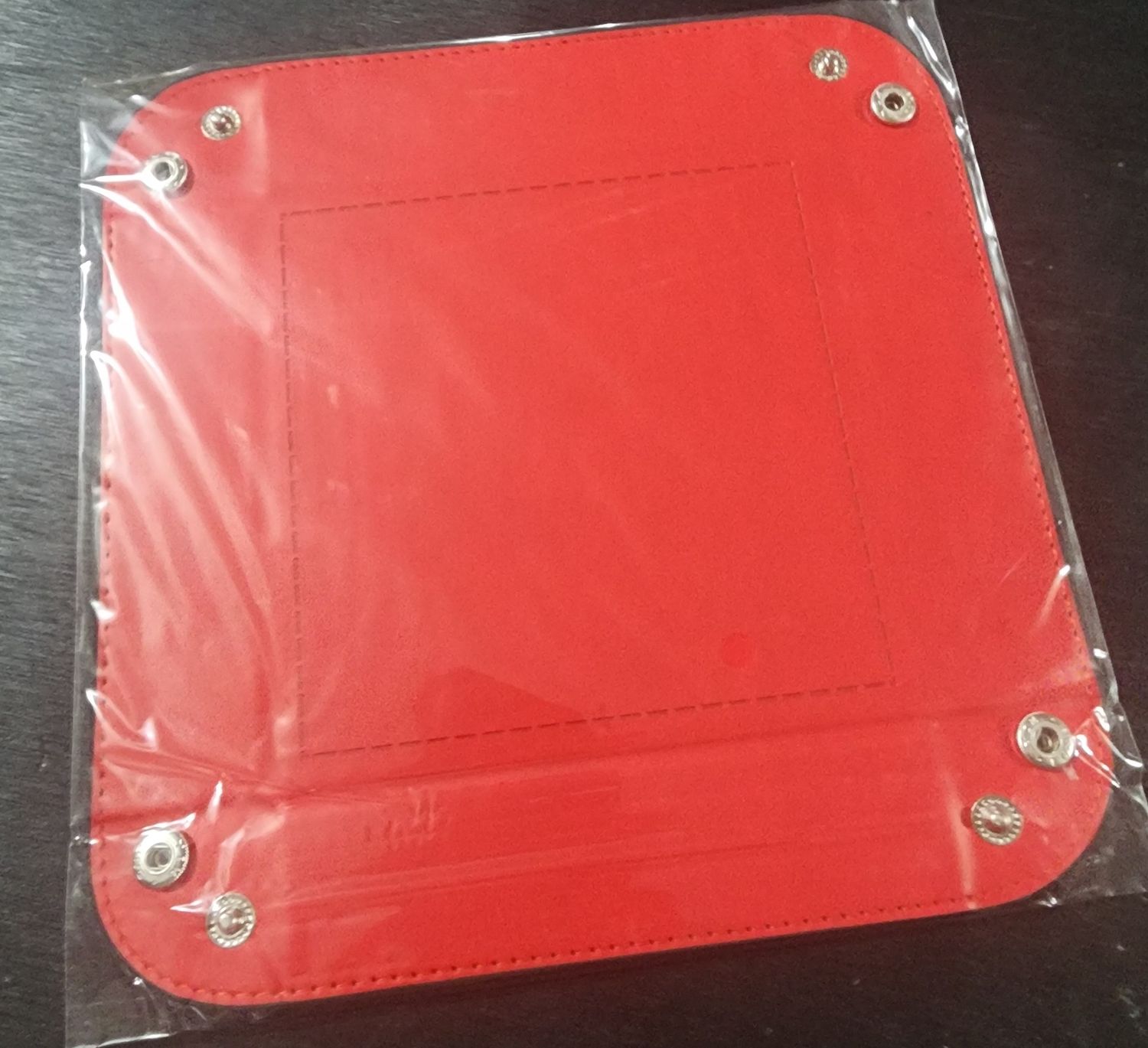 Square red dice tray