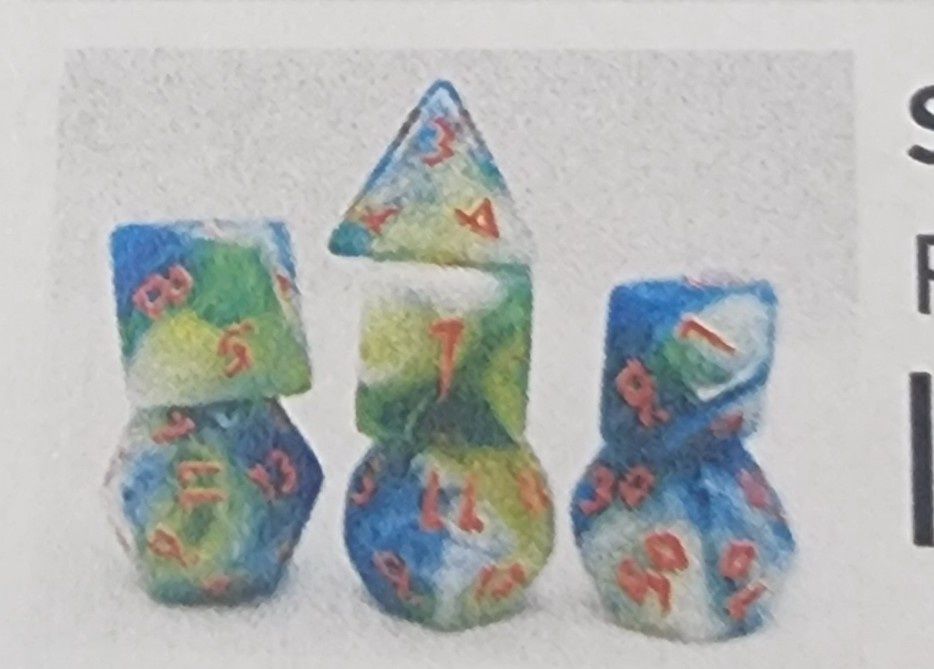 Scratched clouds rpg dice set