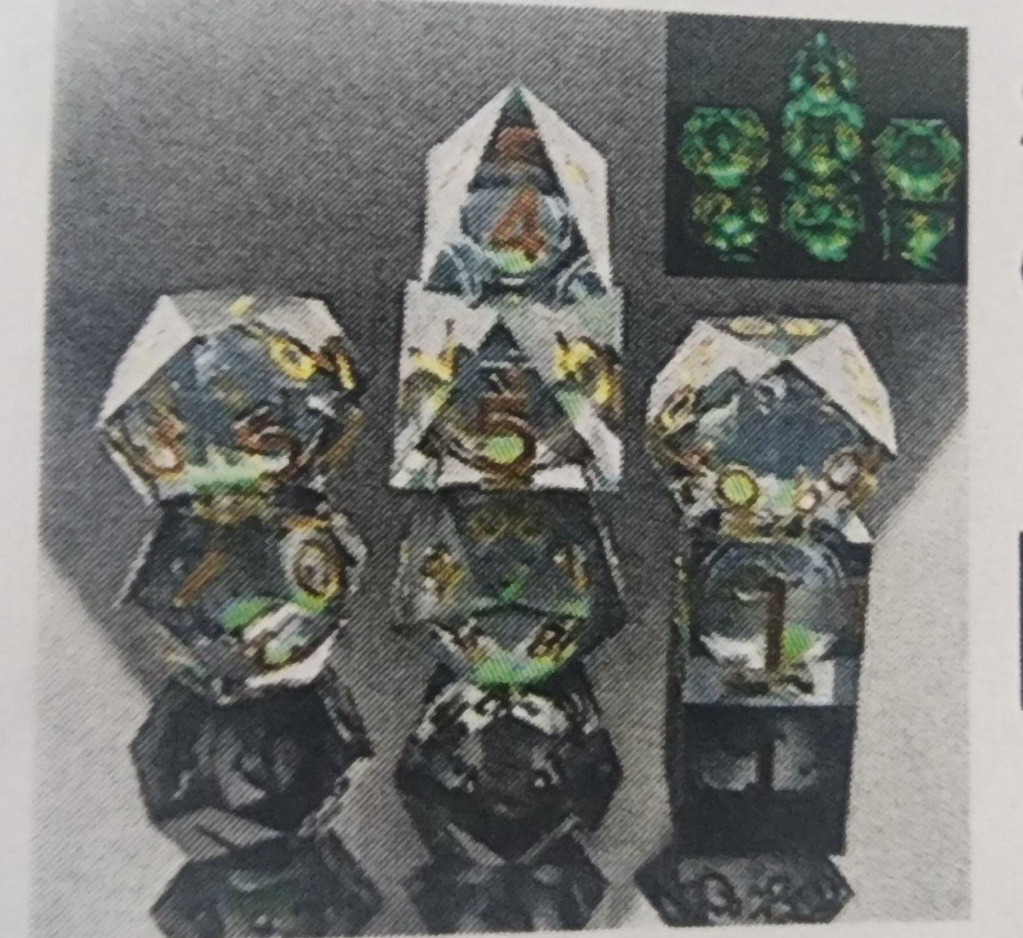 Sharp Edge glow in the dark liquid core rpg dice set