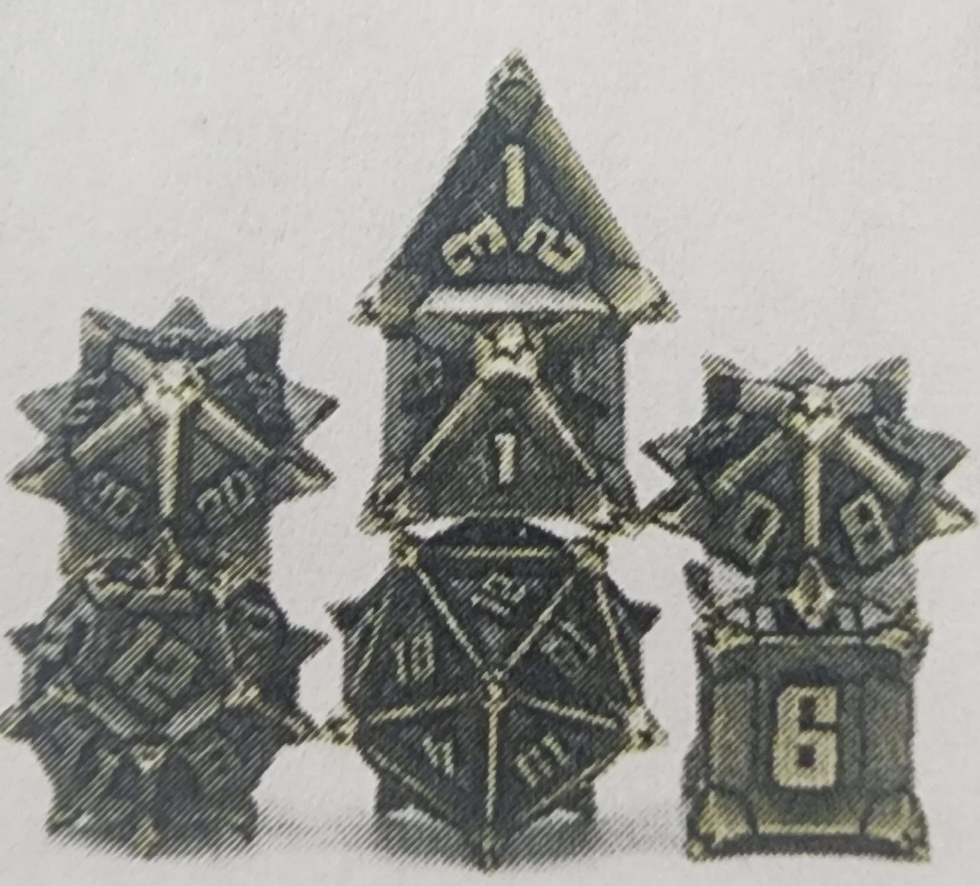 Warriors flail bronze metal rpg dice set