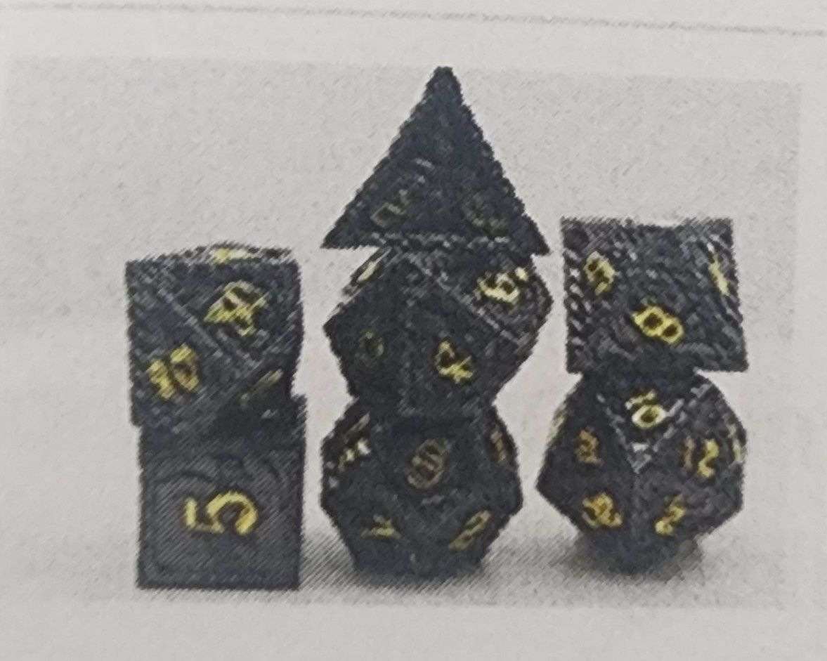 Chained Dragon night metal rpg dice set