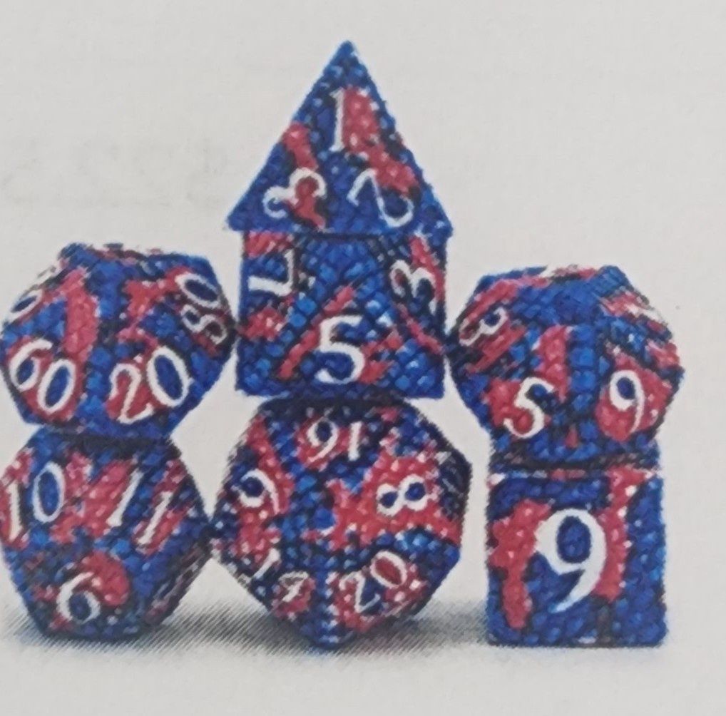 Dragon scale coral reef metal rpg dice set