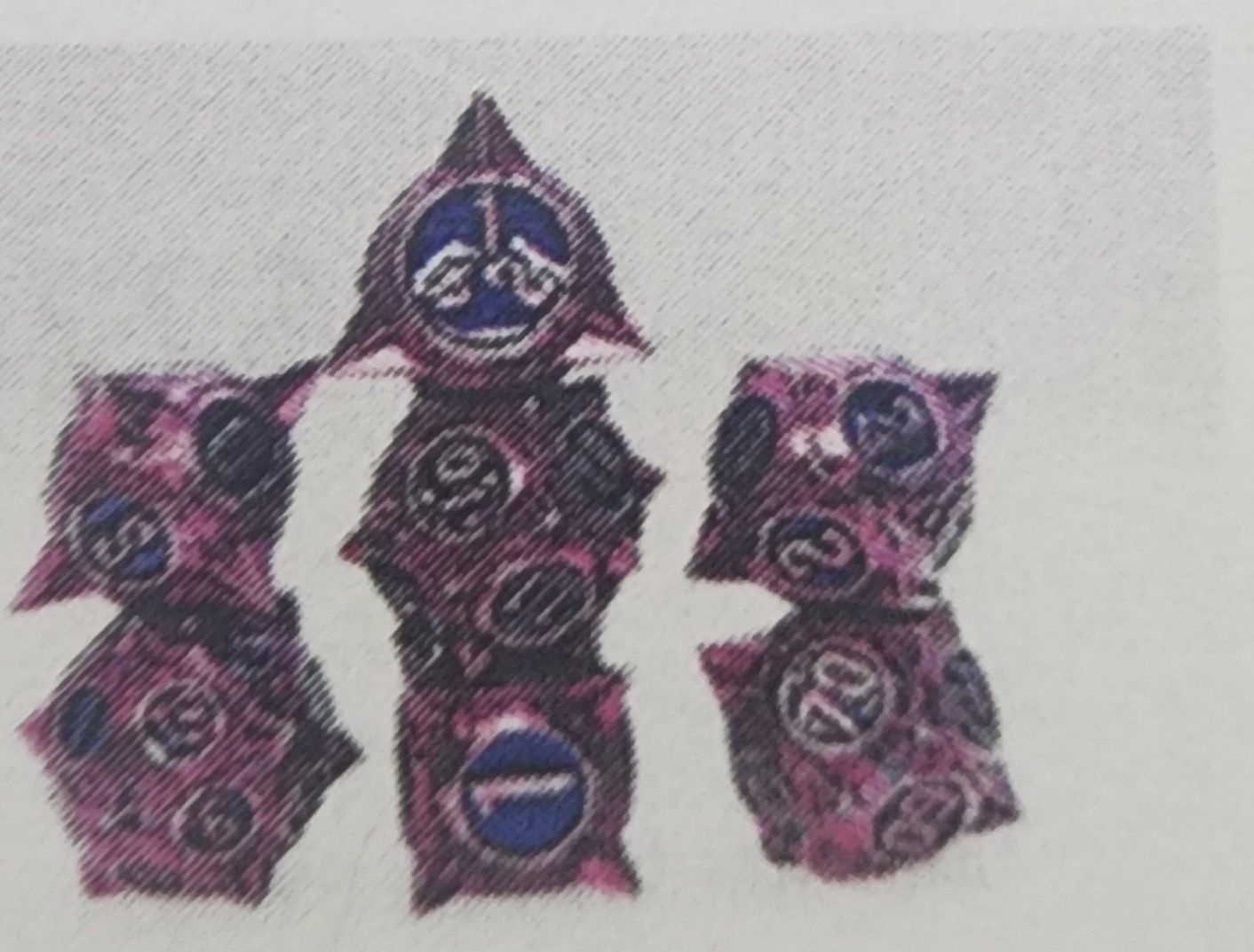 Meteor storm peculiar purple metal rpg dice set