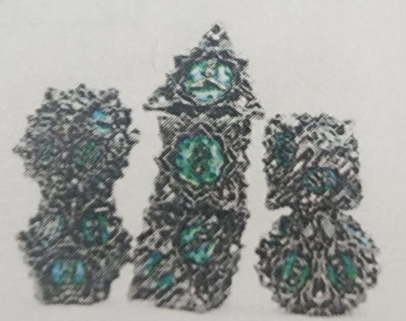 Floral starburst midnight forest metal rpg dice set