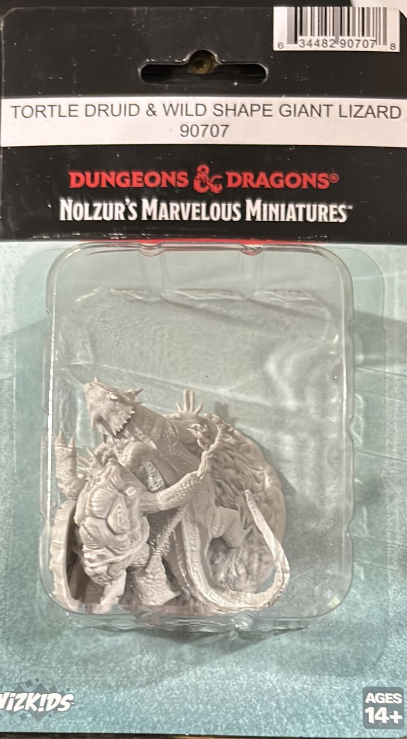 Nolzur’s marvelous miniatures tortle Druid and wild shape giant lizard