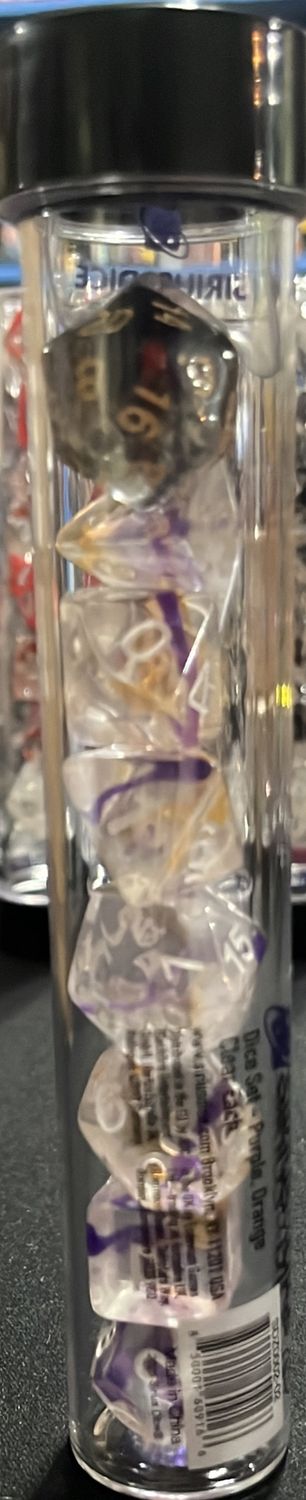 Sirius Dice - Purple, Orange, Clear Swirl