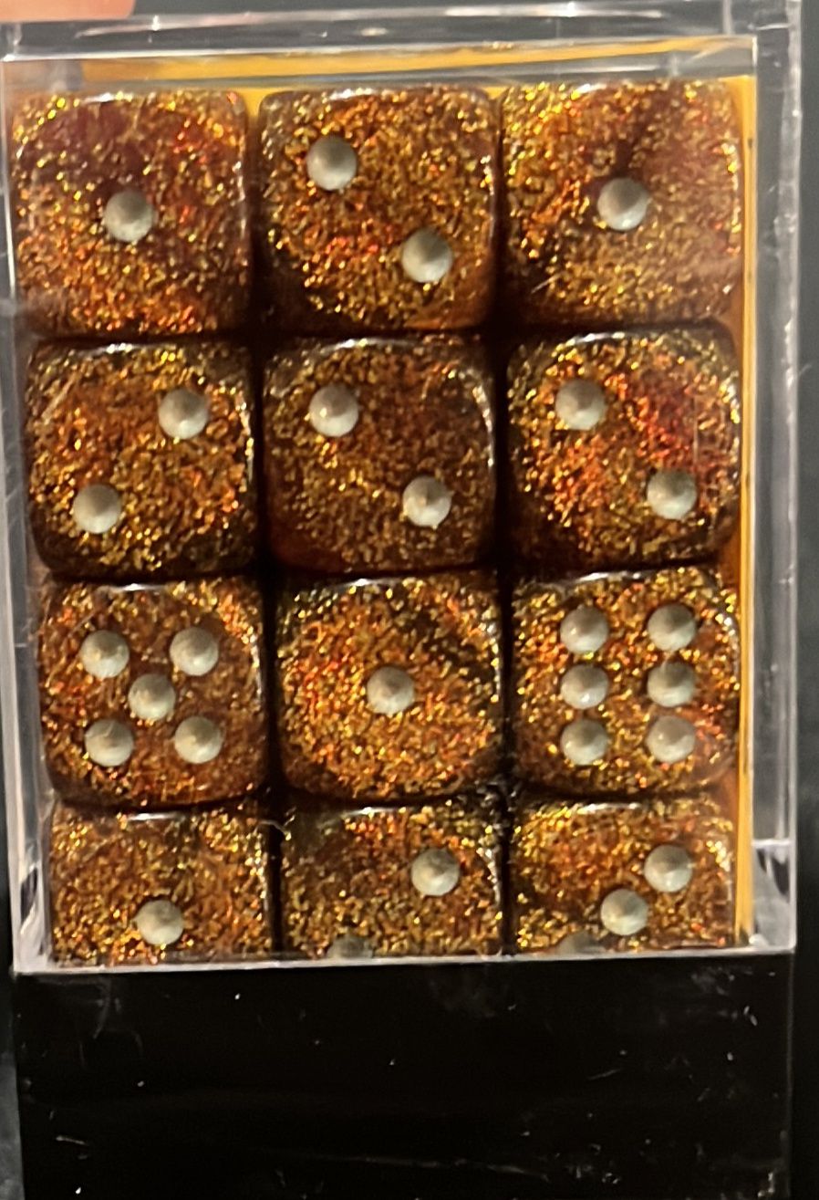 Glitter Gold/Silver 12mm D6