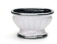 Ceramic Oval Cup - 5.75H X 9 X 5  SLVR WHT