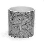 Porcelain Cylinder - 5H X 5 WHT LEAF PRINT 48P