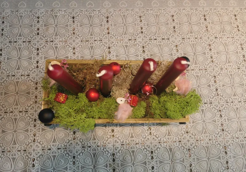 Moos Deko, Pflanztopf, Islandmoos Pflanzkasten Advent / Weihnachten mit 4 Kerzen 🕯🕯🕯🕯