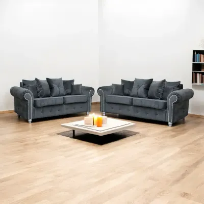 Ashwin Plush Velvet 3+2 Seater Sofa Set