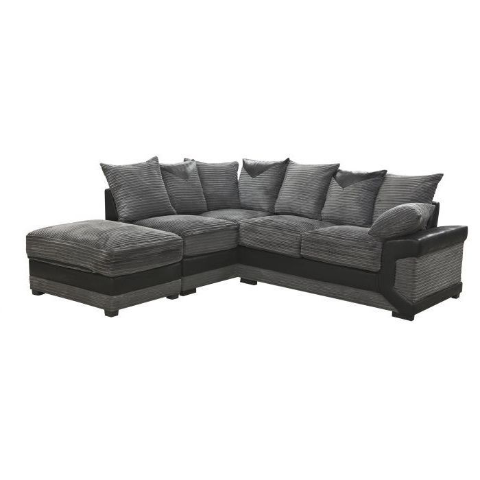 Dino Left Hand Jumbo Cord Corner Sofa with detachable footstool