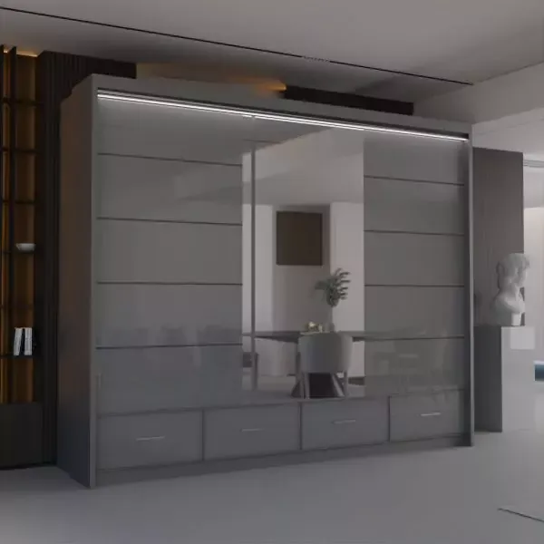 WHITE HIGH GLOSS SYCYLIA WARDROBE
