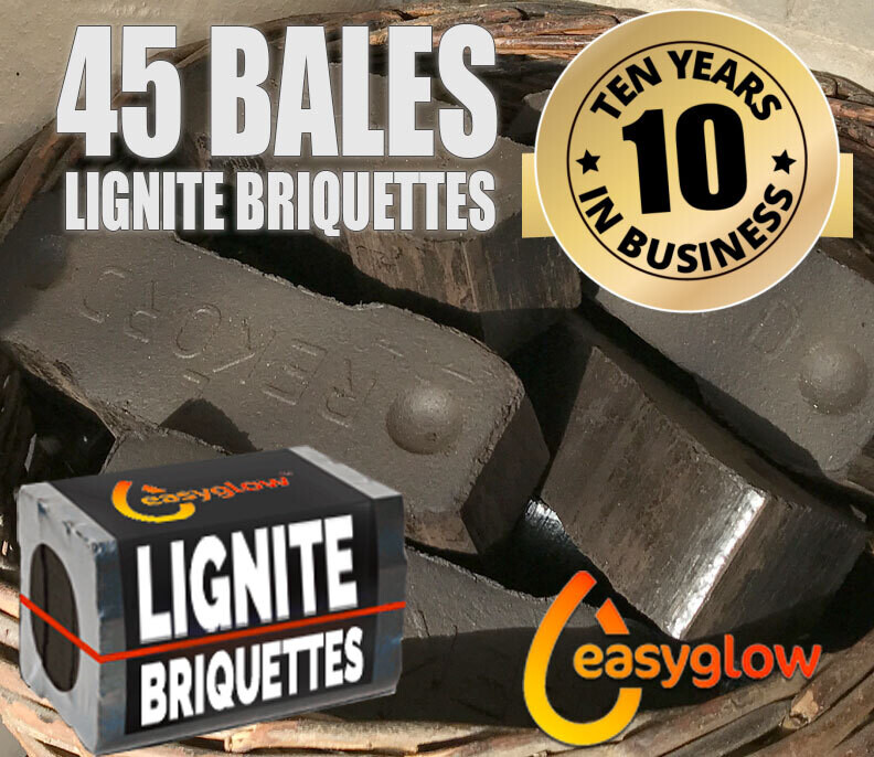 45 Bales Smokeless Lignite Briquettes 