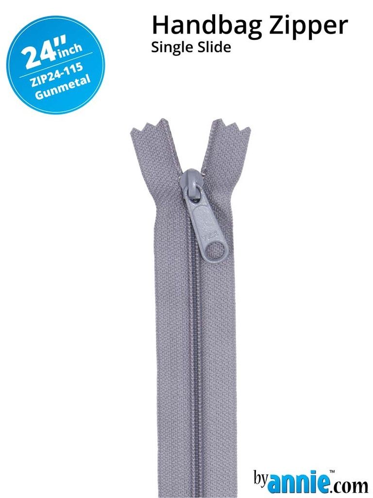 24&quot; Handbag Zipper - Gunmetal Gray