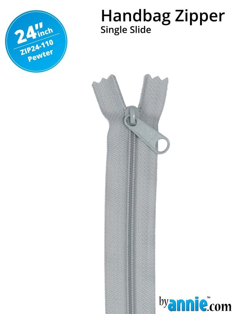 24&quot; Handbag Zipper - Pewter Gray