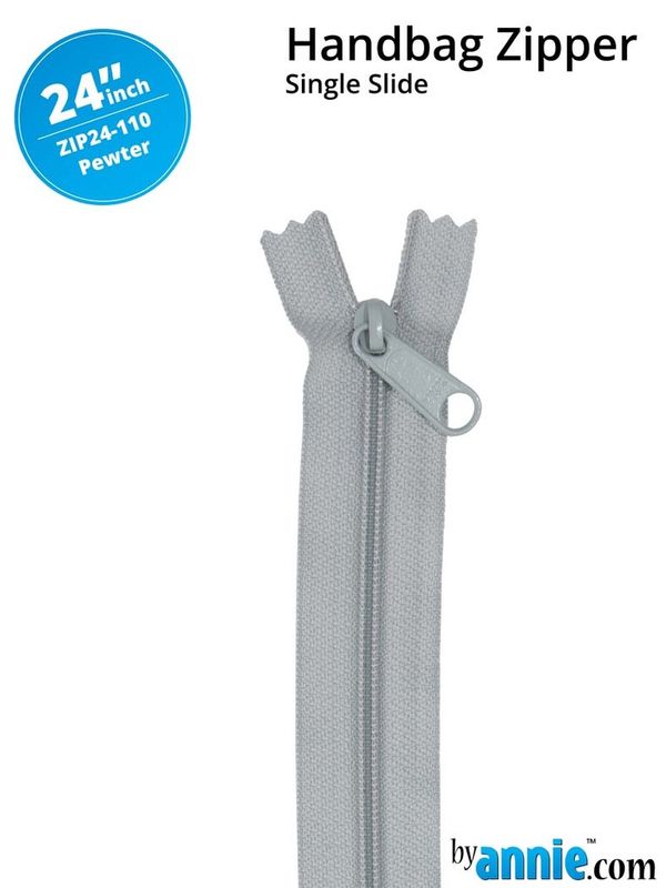 24&quot; Handbag Zipper - Pewter Gray