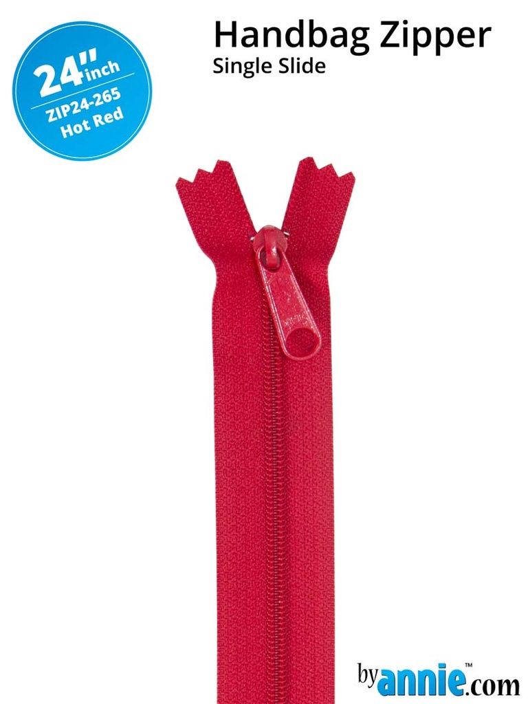 24&quot; Handbag Zipper - Hot Red