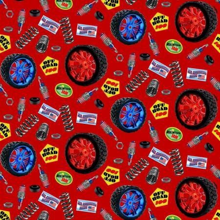 American Trucker - Truck Parts on Red