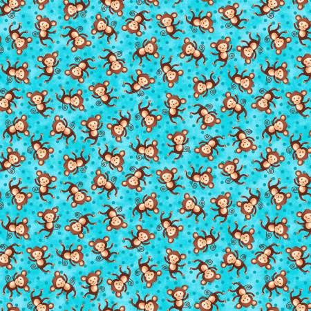 Party Animals - Tossed Monkeys on Turquoise