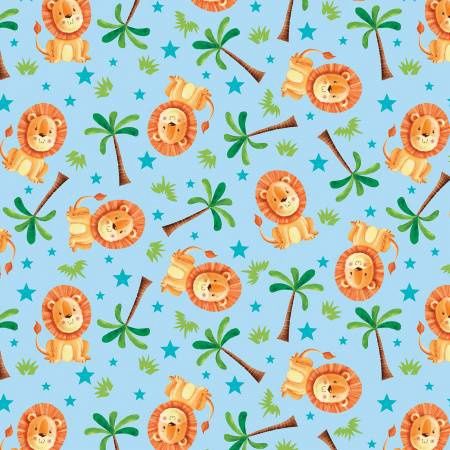 Party Animals - Tossed Lions on Lt Blue