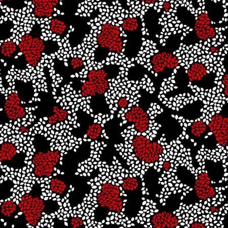 Geo Floral - Black, White, Red 108&quot; WW - Clearance 50% Off!