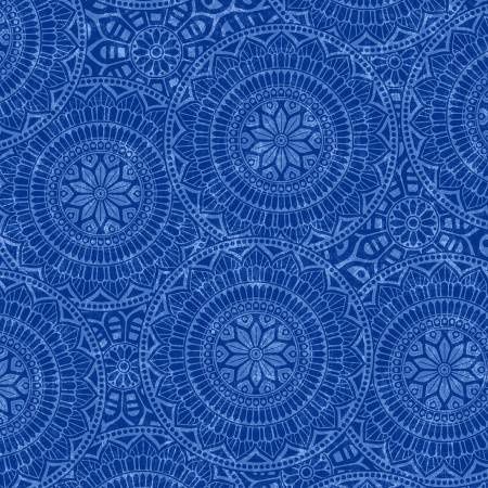 Vespa - Blue Tossed Mandalas 118in Wide Width