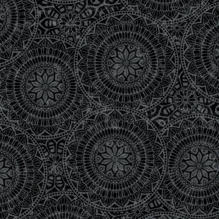 Vespa - Black Tossed Mandalas 118in Wide Width