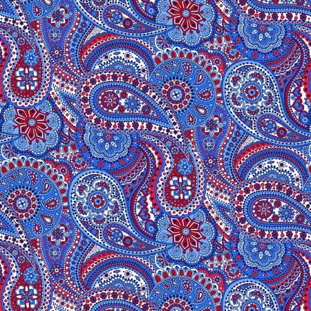 Paisley Paradise - Blue/Red/White 108in Wide Width