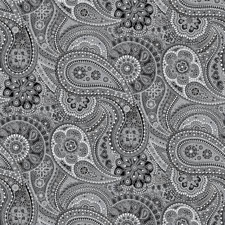 Paisley Paradise - Black/White 108in Wide Width