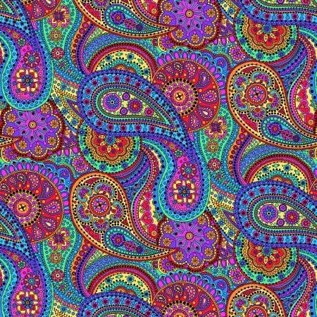 Paisley Paradise - Multi Colored Large Paisley 108in Wide Width