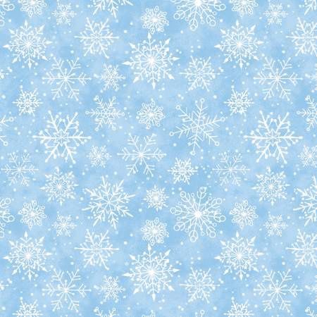 Snow Angels - Light Blue Tossed Snowflakes