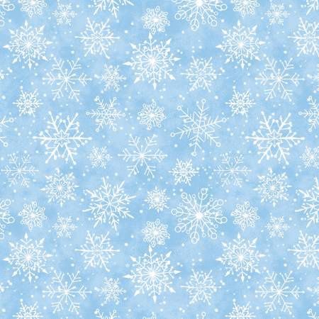 Snow Angels - Light Blue Tossed Snowflakes