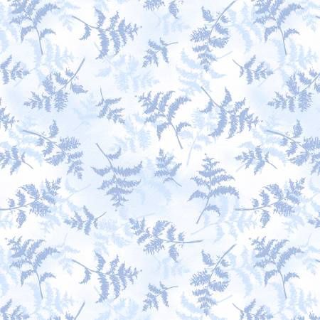 Dreaming In Blue - Fern Toss on White