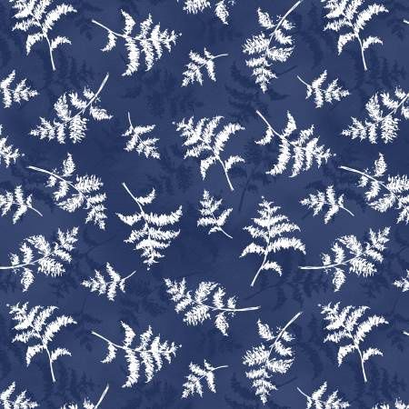Dreaming In Blue - Fern Toss on Dark Blue