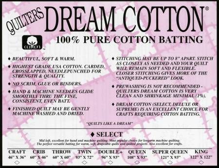 Quilters Dream - White 100% Cotton - Queen 93&quot; Roll