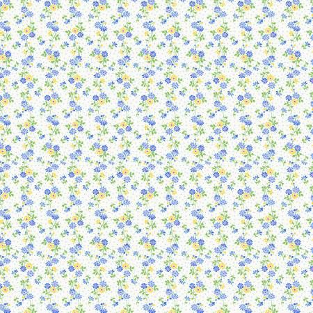 Nana Mae 7 - Cream/Blue Spaced Daisies