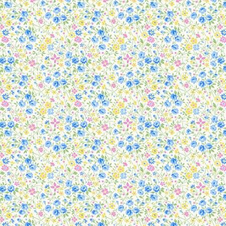 Nana Mae 7 - Cream/Blue Wild Flowers
