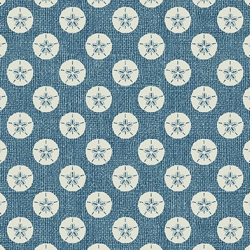 Burlap Coastal - Sand Dollars on Marine Blue