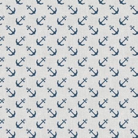 Burlap Coastal - Anchors on Light Grey